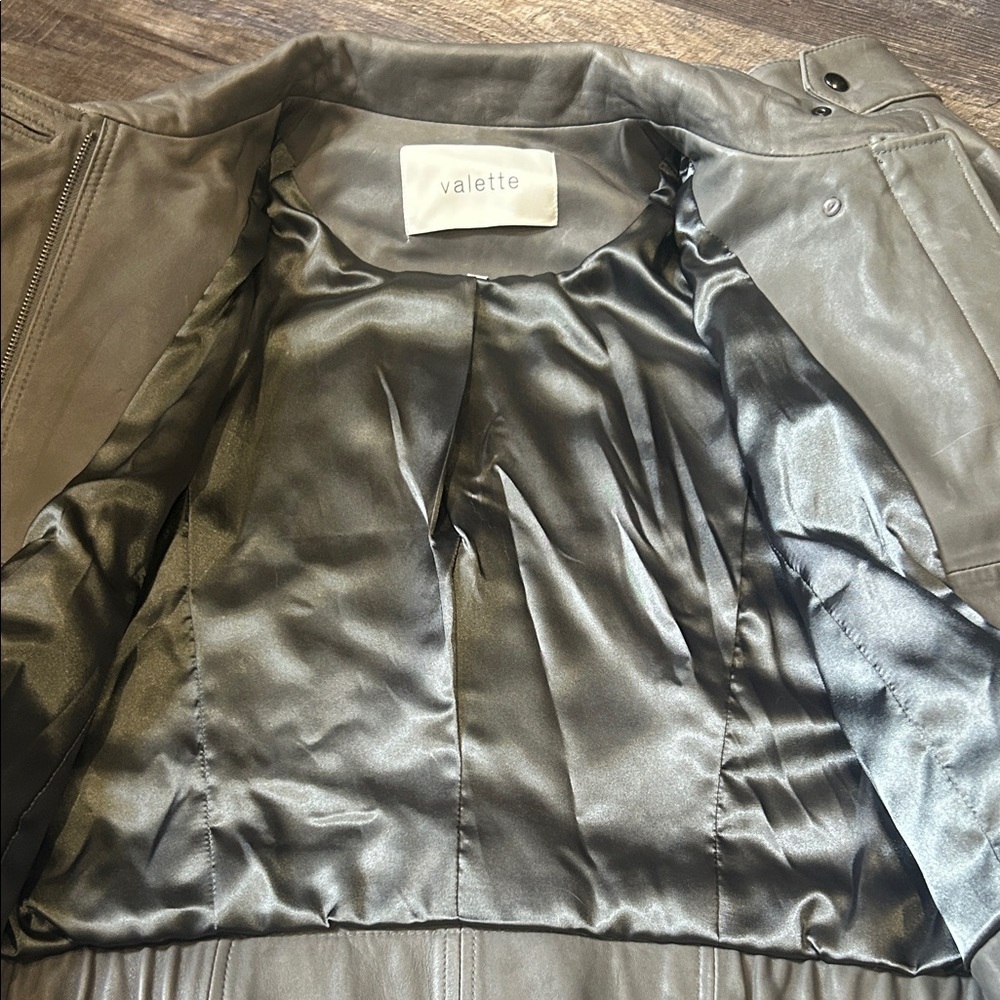 Valette Taupe genuine lamb Leather Jacket L - Picture 7 of 11